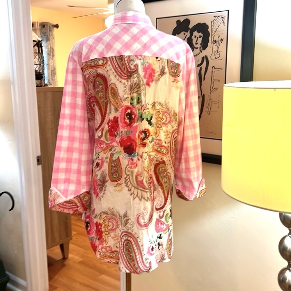 Shana,Fantastic Pink-Gingham Button-Up Shirt,Iconic SHANA,Excellent Condition - Picture 6 of 9